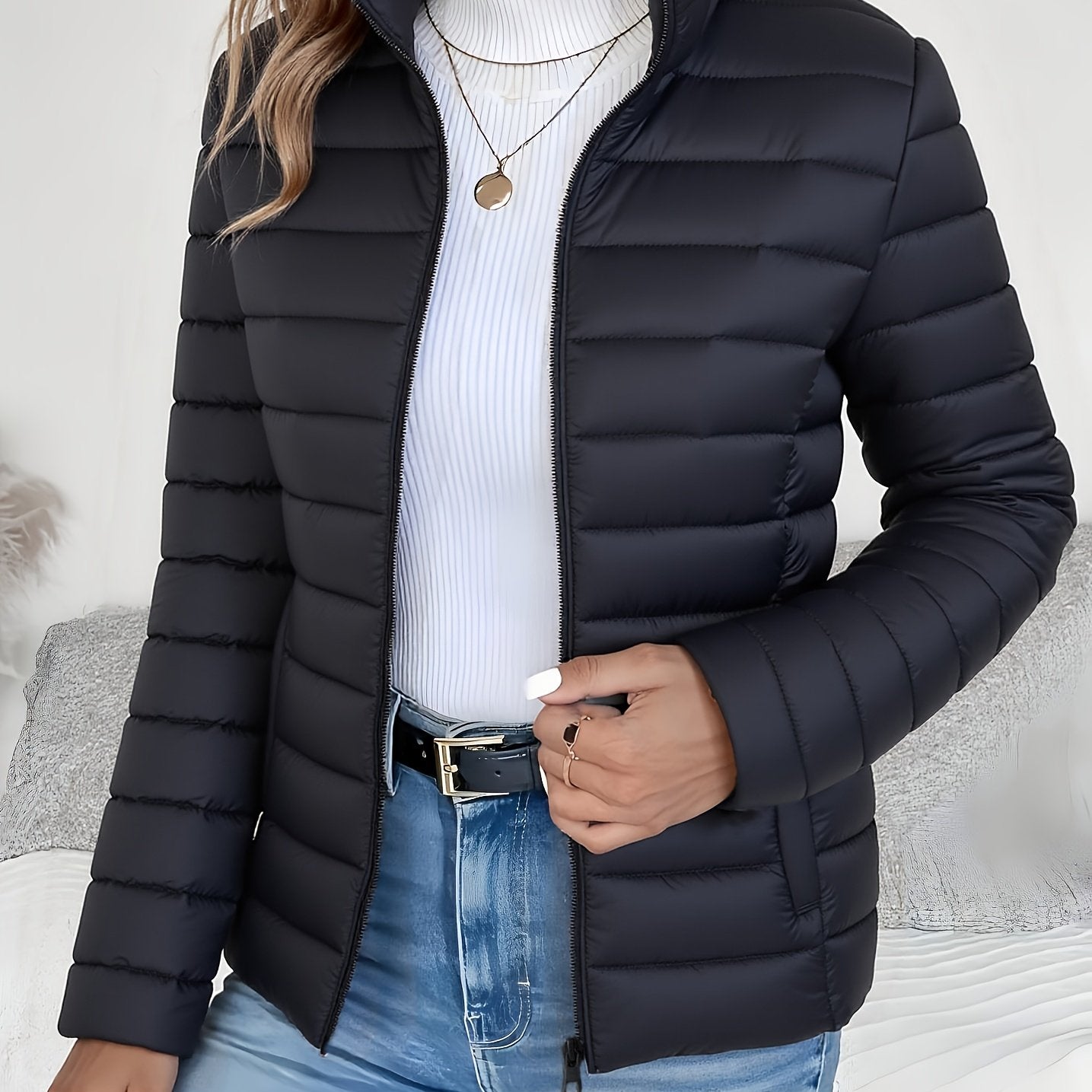 Abrigo de invierno ligero para mujer - Chaqueta larga