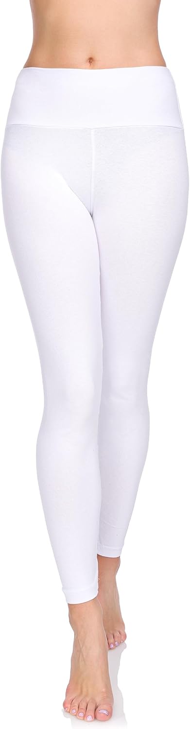 SOFTSAIL - Leggings de algodón para Mujer Cintura Alta Control del Vientre Deportes Gimnasio Fitness Pantalones elásticos para Mujer Color sólido Tallas Grandes LWP