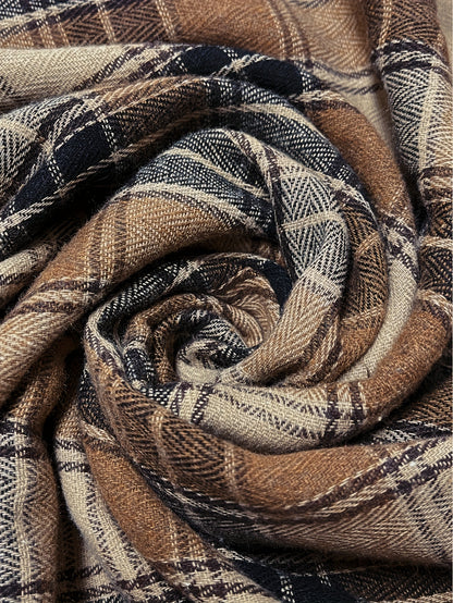 Falda larga de mujer con diseño de cuadros marrón y beige – Tejido fluido, elegante y versátil