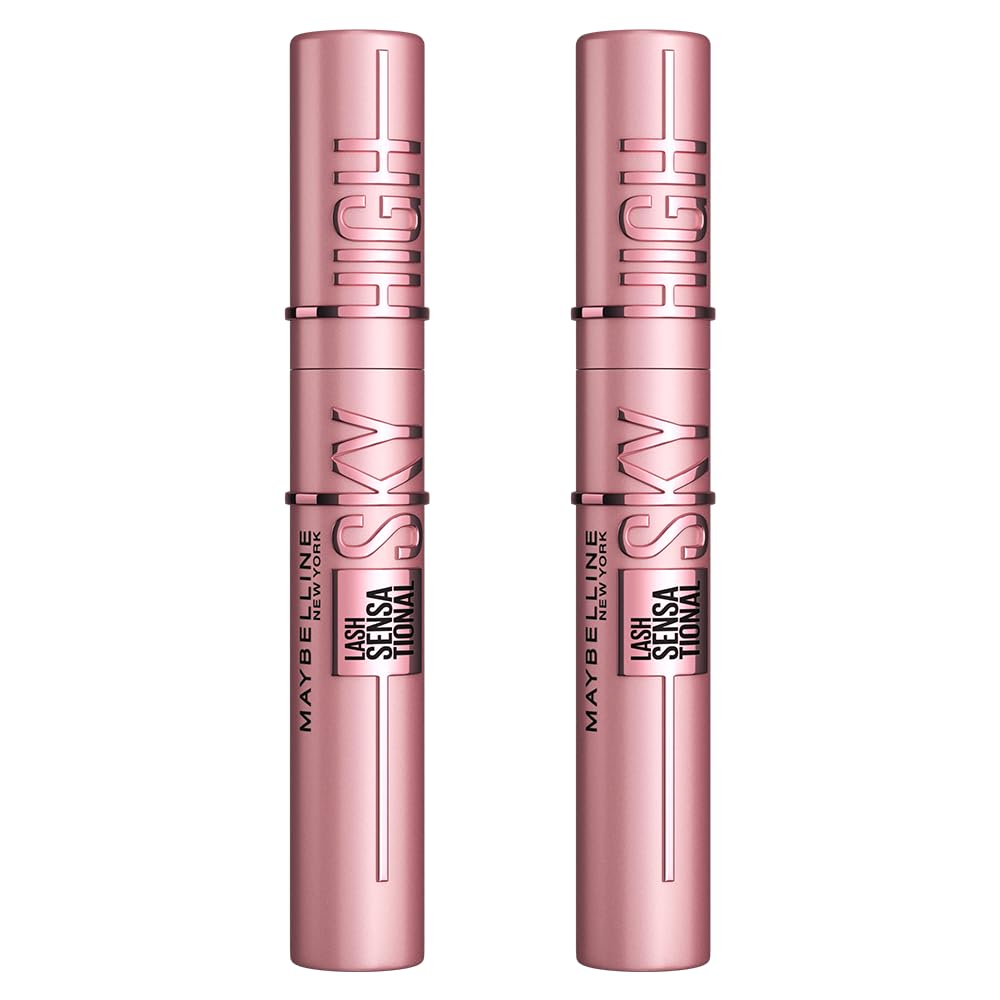 Maybelline New York, Máscara de Pestañas Lash Sensational Sky High con Cepillo Flexible y Extracto de Bambú, Volumen y Longitud Extrema para Pestañas Largas y Definidas, 7.2 ml, Tono 01, Negro