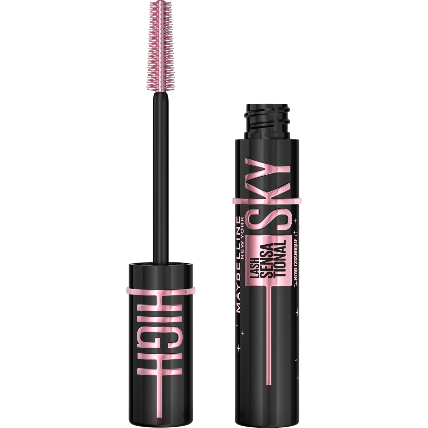 Maybelline New York, Máscara de Pestañas Lash Sensational Sky High con Cepillo Flexible y Extracto de Bambú, Volumen y Longitud Extrema para Pestañas Largas y Definidas, 7.2 ml, Tono 01, Negro