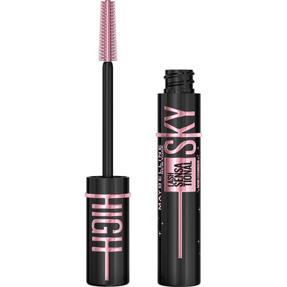 Maybelline New York, Máscara de Pestañas Lash Sensational Sky High con Cepillo Flexible y Extracto de Bambú, Volumen y Longitud Extrema para Pestañas Largas y Definidas, 7.2 ml, Tono 01, Negro