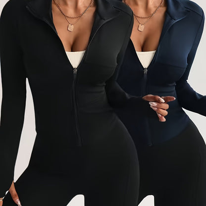 Conjunto 2 chaquetas Deportivas Femenino Slim-Fit con Cremallera – Yoga, Running y Estilo Casual