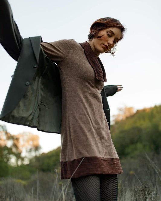 STYLEWORD Vestido de Punto para Mujer Vestido Tipo Jersey de Manga Larga Vestido cálido de Invierno Vestido Tipo túnica para otoño e Invierno