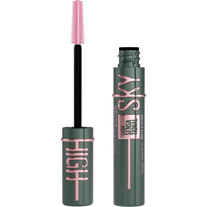 Maybelline New York, Máscara de Pestañas Lash Sensational Sky High con Cepillo Flexible y Extracto de Bambú, Volumen y Longitud Extrema para Pestañas Largas y Definidas, 7.2 ml, Tono 01, Negro
