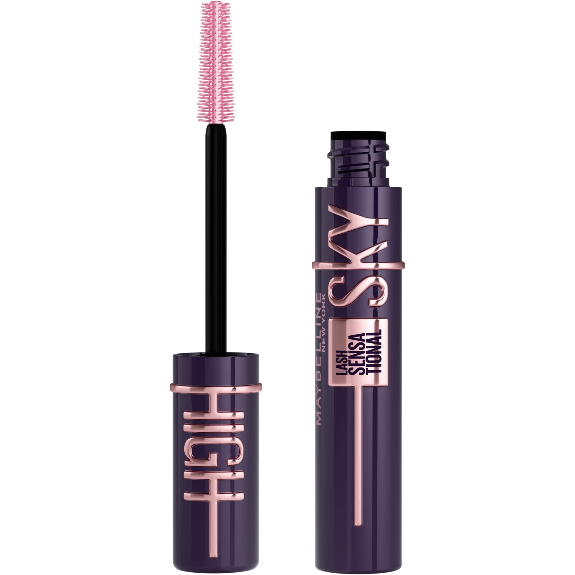 Maybelline New York, Máscara de Pestañas Lash Sensational Sky High con Cepillo Flexible y Extracto de Bambú, Volumen y Longitud Extrema para Pestañas Largas y Definidas, 7.2 ml, Tono 01, Negro