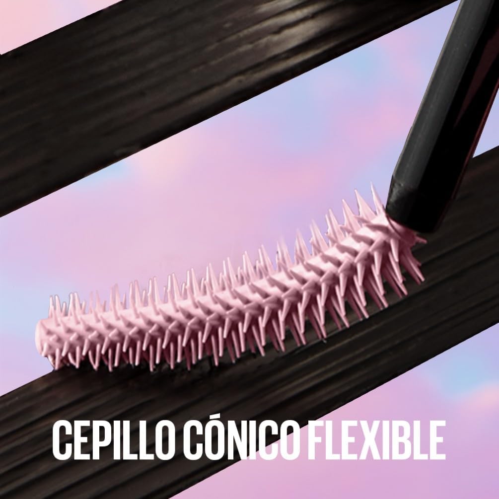 Maybelline New York, Máscara de Pestañas Lash Sensational Sky High con Cepillo Flexible y Extracto de Bambú, Volumen y Longitud Extrema para Pestañas Largas y Definidas, 7.2 ml, Tono 01, Negro