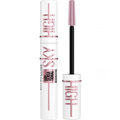Maybelline New York, Máscara de Pestañas Lash Sensational Sky High con Cepillo Flexible y Extracto de Bambú, Volumen y Longitud Extrema para Pestañas Largas y Definidas, 7.2 ml, Tono 01, Negro