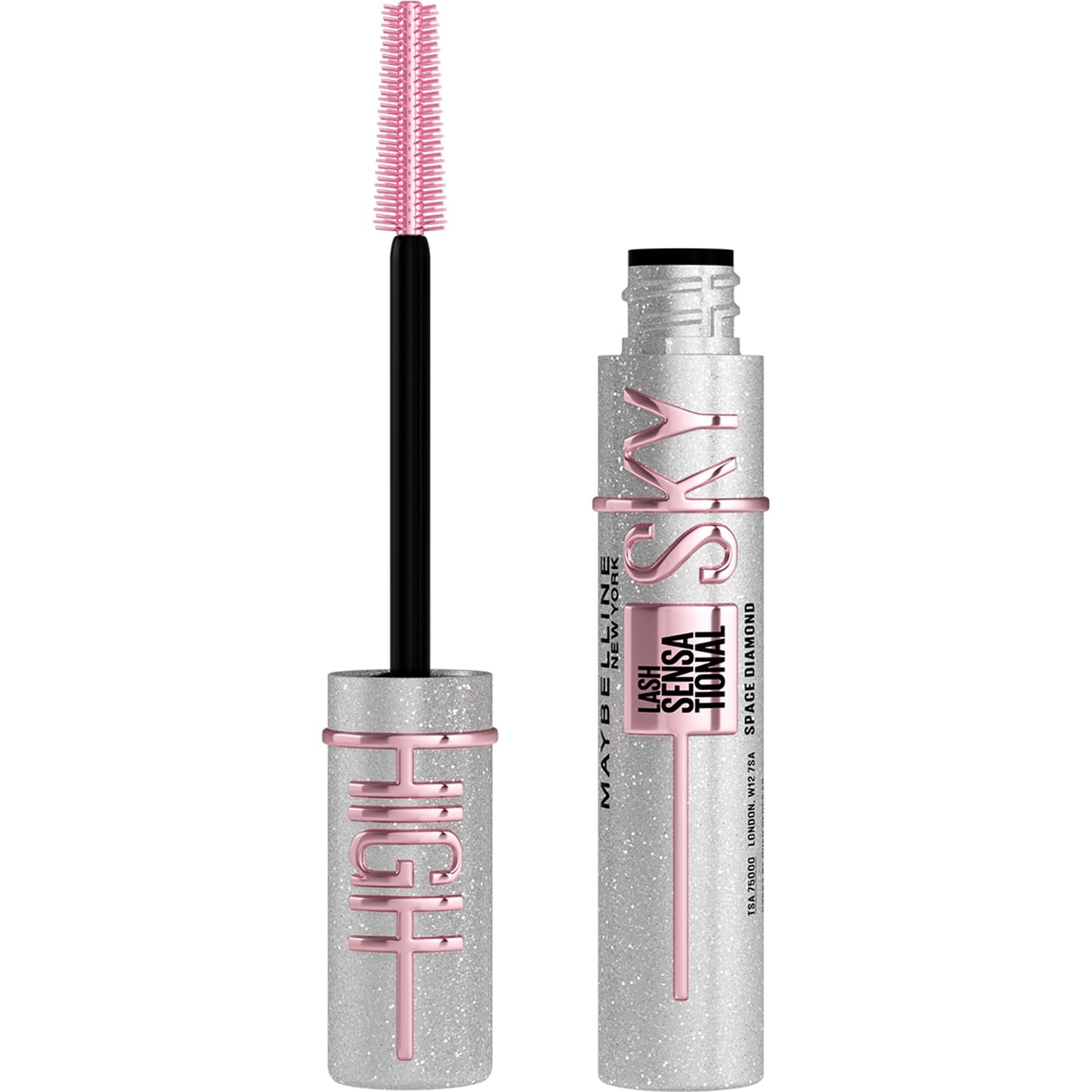 Maybelline New York, Máscara de Pestañas Lash Sensational Sky High con Cepillo Flexible y Extracto de Bambú, Volumen y Longitud Extrema para Pestañas Largas y Definidas, 7.2 ml, Tono 01, Negro
