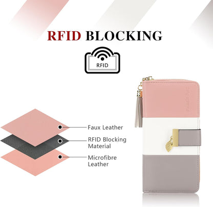 Pomelo Best Monederos Mujer Cartera de Mujer de Gran Capacidad de Cuero de Mujer con RFID Bloqueo Bolsos Largo de Mujer con Cremallera de Bolsillo