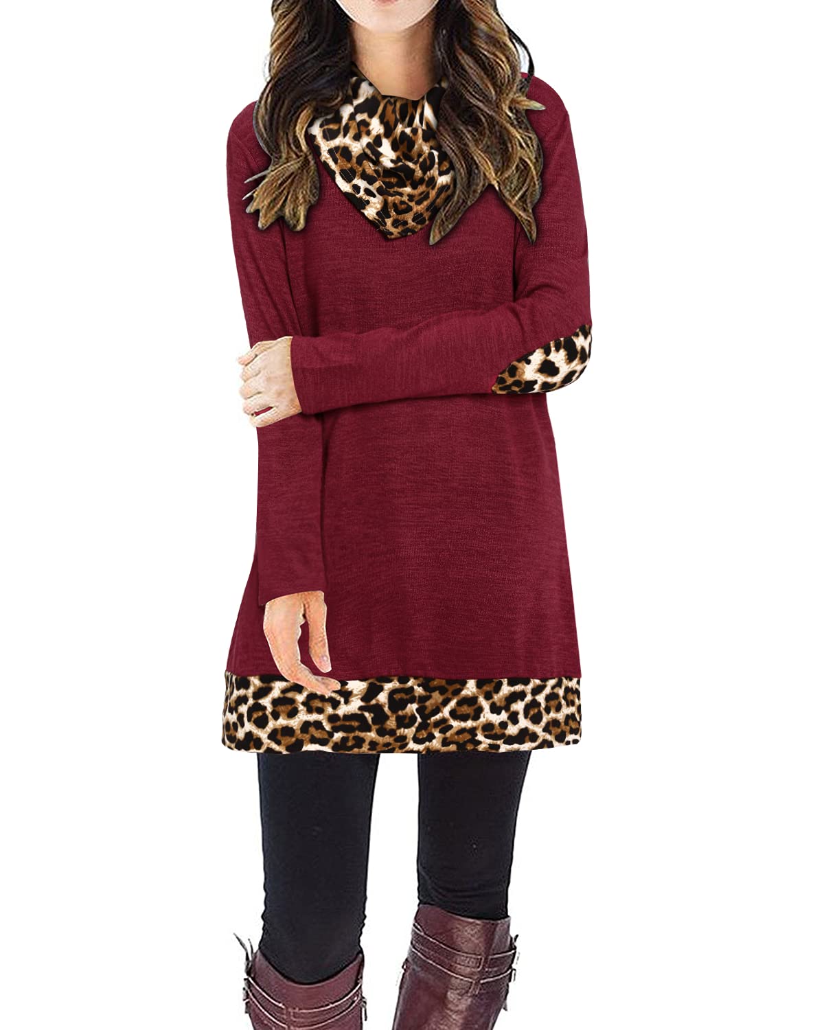 STYLEWORD Vestido de Punto para Mujer Vestido Tipo Jersey de Manga Larga Vestido cálido de Invierno Vestido Tipo túnica para otoño e Invierno