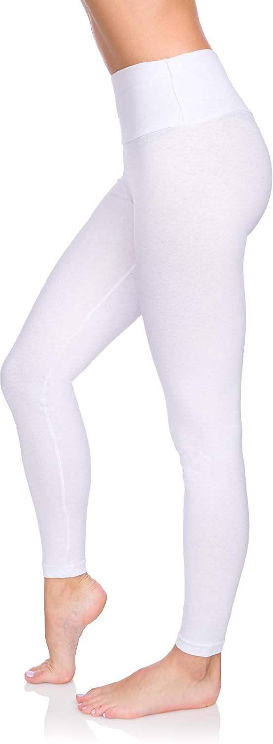 SOFTSAIL - Leggings de algodón para Mujer Cintura Alta Control del Vientre Deportes Gimnasio Fitness Pantalones elásticos para Mujer Color sólido Tallas Grandes LWP