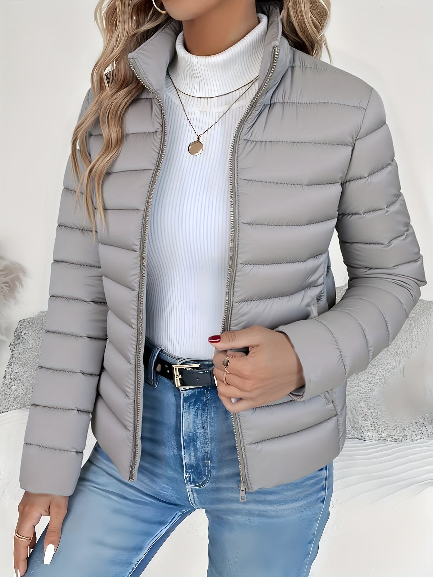 Abrigo de invierno ligero para mujer - Chaqueta larga