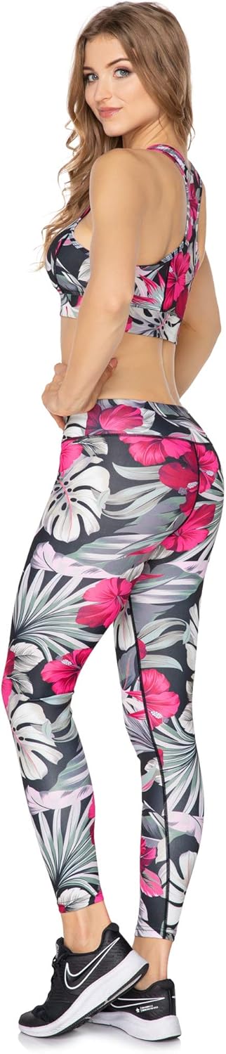 SOFTSAIL Las mujeres de Deportes Conjunto de Talle Alto, Adelgazamiento Running Leggings Sujetador Crop Top SM01