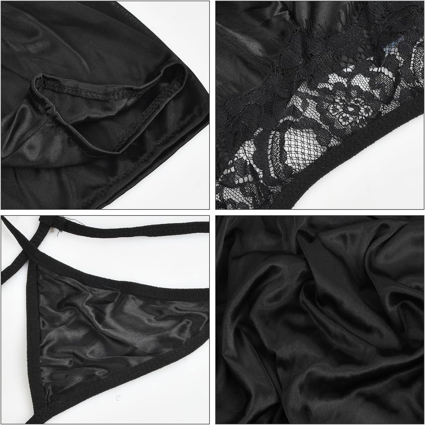 Amexo Bata Seda Mujer, Bata de Mujer de Satén Sexy Albornoces para Mujer Bata Kimono Corto Satén Ropa de Dormir para Estar en Casa