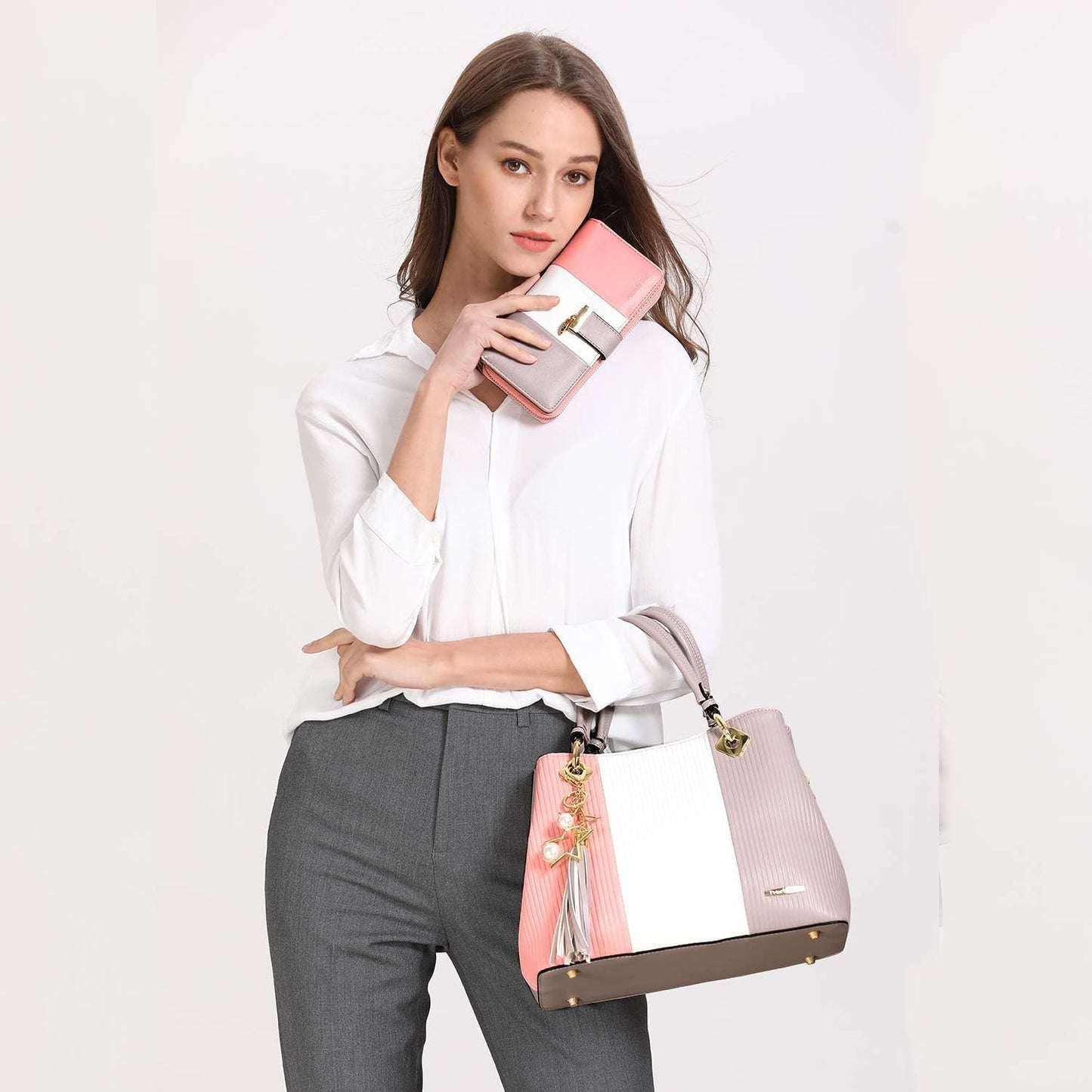 Pomelo Best Monederos Mujer Cartera de Mujer de Gran Capacidad de Cuero de Mujer con RFID Bloqueo Bolsos Largo de Mujer con Cremallera de Bolsillo