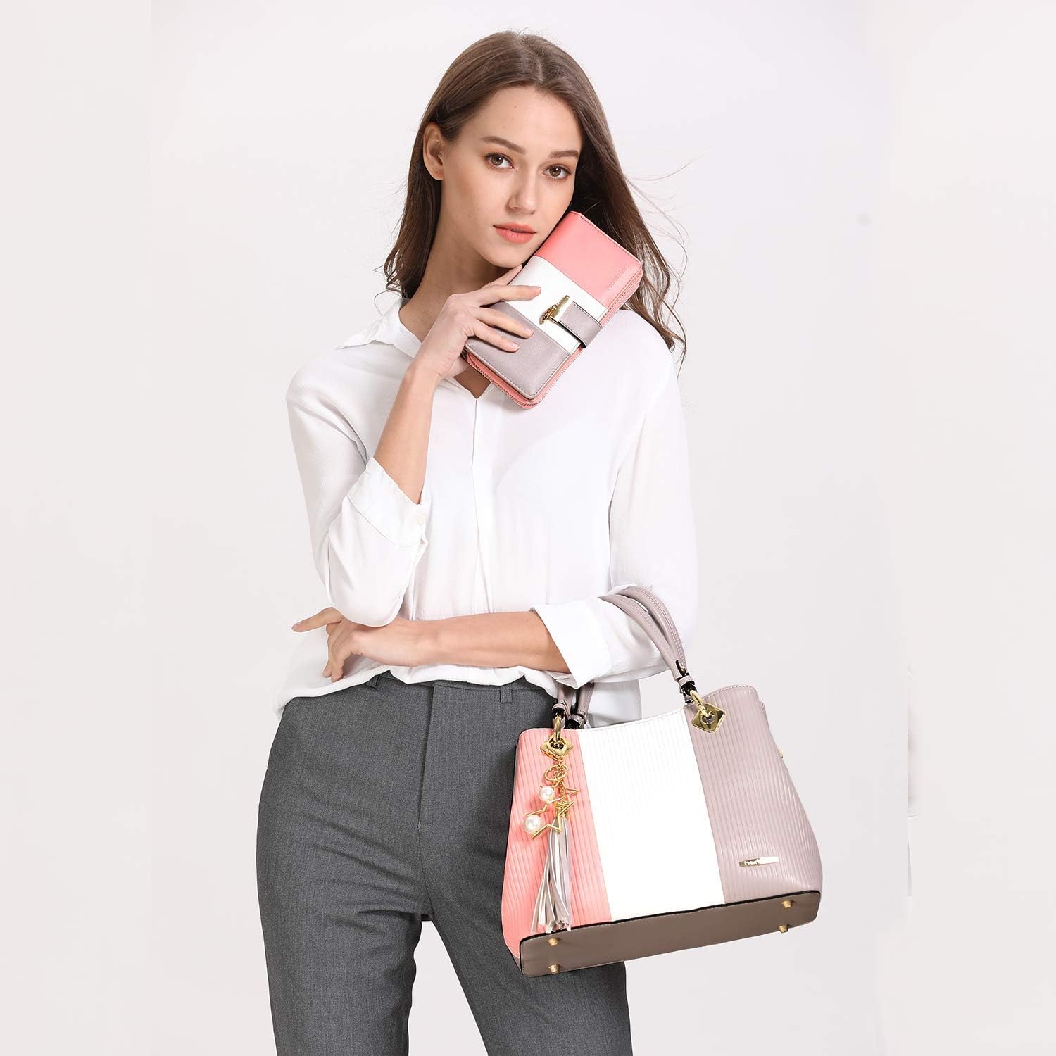 Pomelo Best Monederos Mujer Cartera de Mujer de Gran Capacidad de Cuero de Mujer con RFID Bloqueo Bolsos Largo de Mujer con Cremallera de Bolsillo