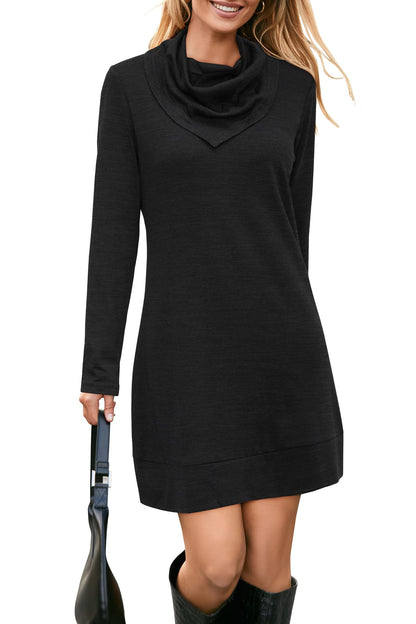 STYLEWORD Vestido de Punto para Mujer Vestido Tipo Jersey de Manga Larga Vestido cálido de Invierno Vestido Tipo túnica para otoño e Invierno