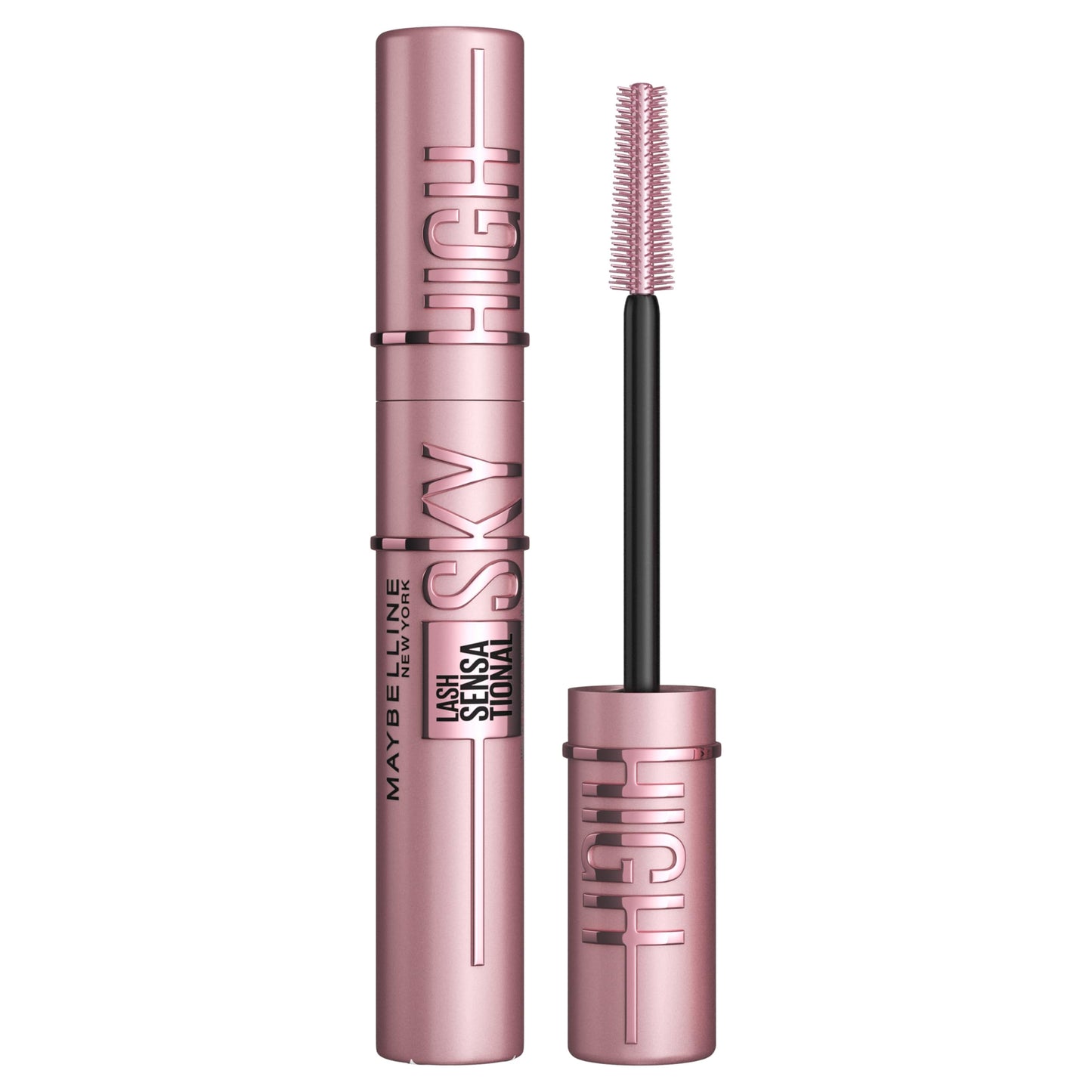 Maybelline New York, Máscara de Pestañas Lash Sensational Sky High con Cepillo Flexible y Extracto de Bambú, Volumen y Longitud Extrema para Pestañas Largas y Definidas, 7.2 ml, Tono 01, Negro