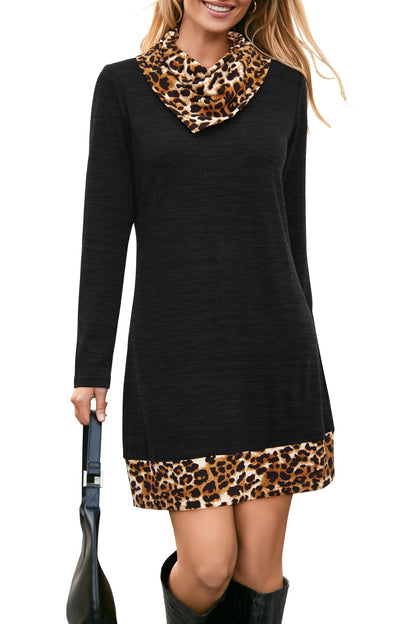 STYLEWORD Vestido de Punto para Mujer Vestido Tipo Jersey de Manga Larga Vestido cálido de Invierno Vestido Tipo túnica para otoño e Invierno