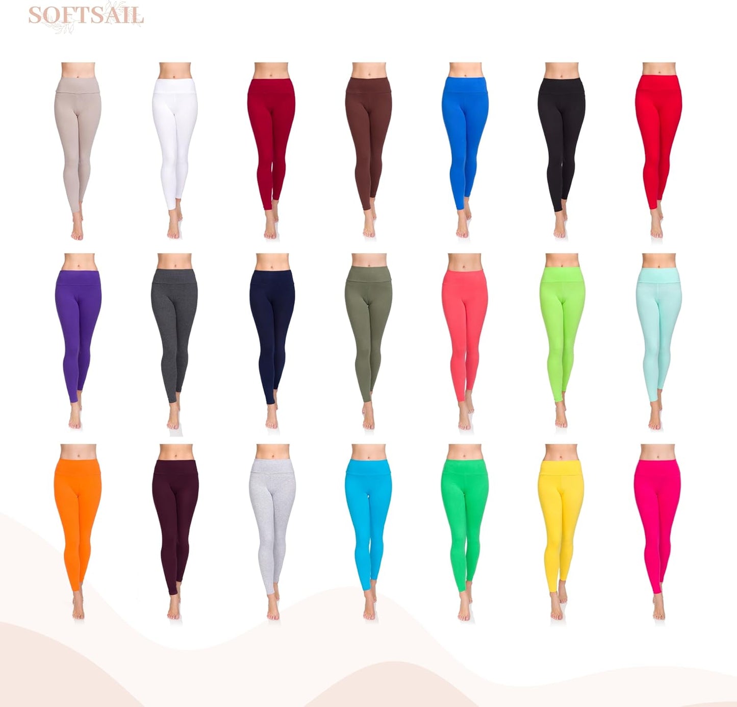 SOFTSAIL - Leggings de algodón para Mujer Cintura Alta Control del Vientre Deportes Gimnasio Fitness Pantalones elásticos para Mujer Color sólido Tallas Grandes LWP