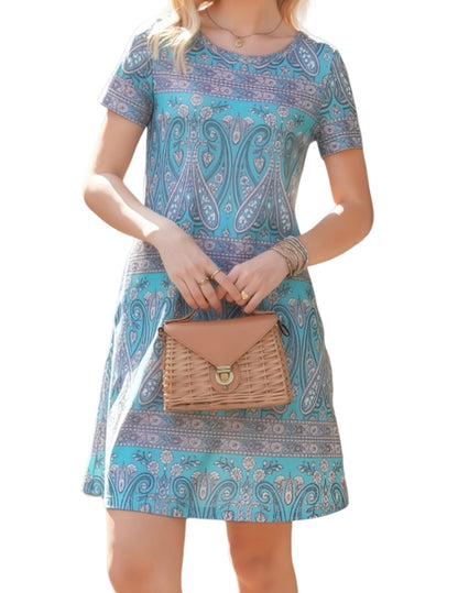 Zeagoo T Shirt Vestidos Señoras con Bolsillos Luz Airy Playa Vestido Cuello Redondo Manga Corta Rodilla Longitud Básica-Vestidos Ejército