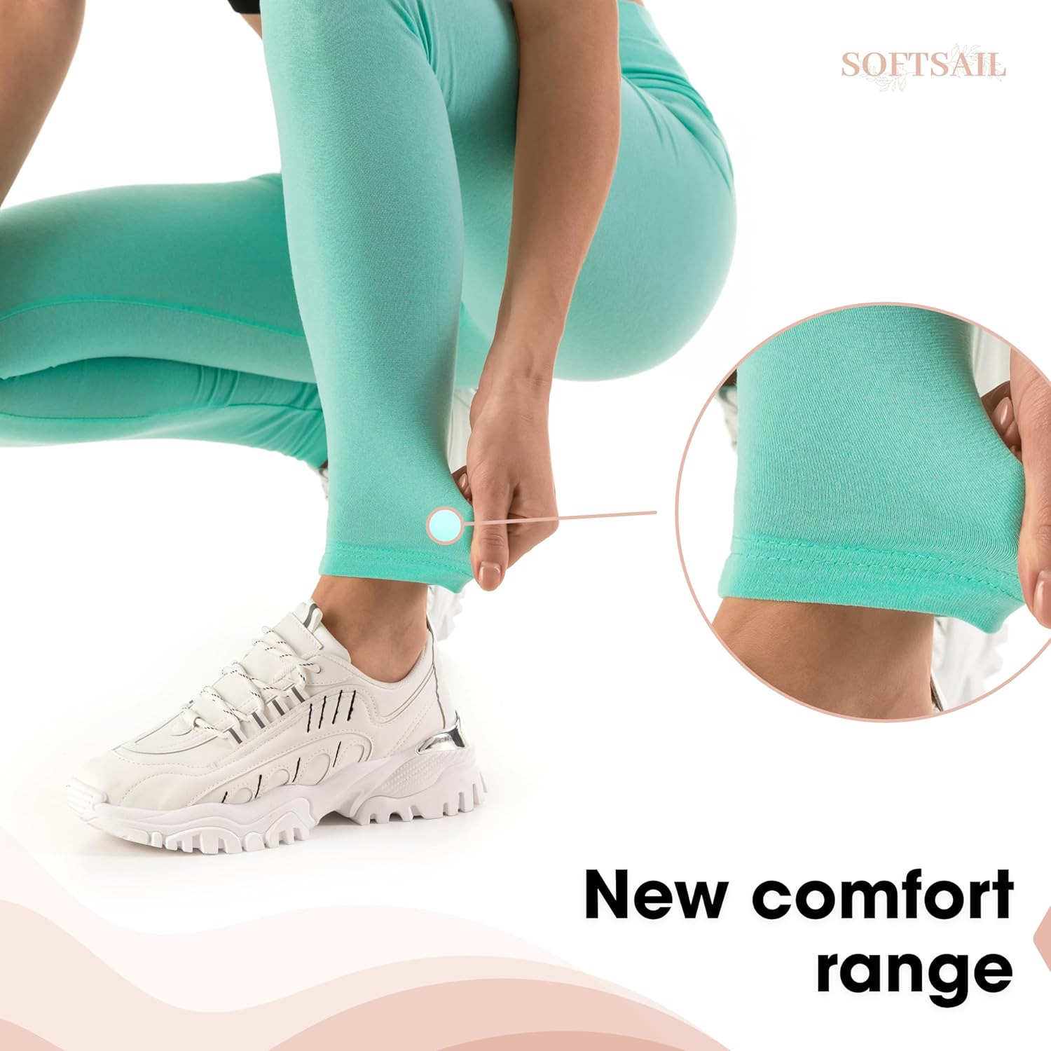 SOFTSAIL - Leggings de algodón para Mujer Cintura Alta Control del Vientre Deportes Gimnasio Fitness Pantalones elásticos para Mujer Color sólido Tallas Grandes LWP