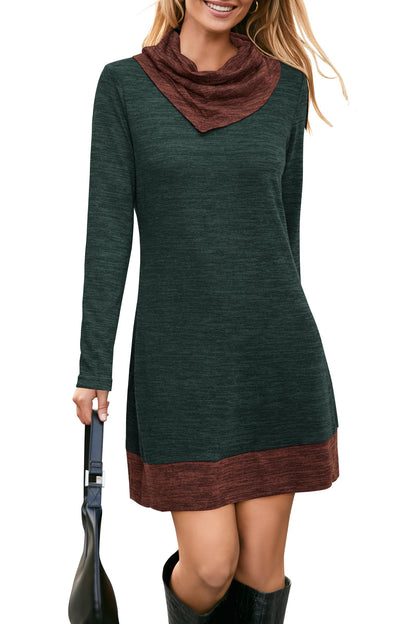 STYLEWORD Vestido de Punto para Mujer Vestido Tipo Jersey de Manga Larga Vestido cálido de Invierno Vestido Tipo túnica para otoño e Invierno