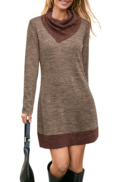 STYLEWORD Vestido de Punto para Mujer Vestido Tipo Jersey de Manga Larga Vestido cálido de Invierno Vestido Tipo túnica para otoño e Invierno