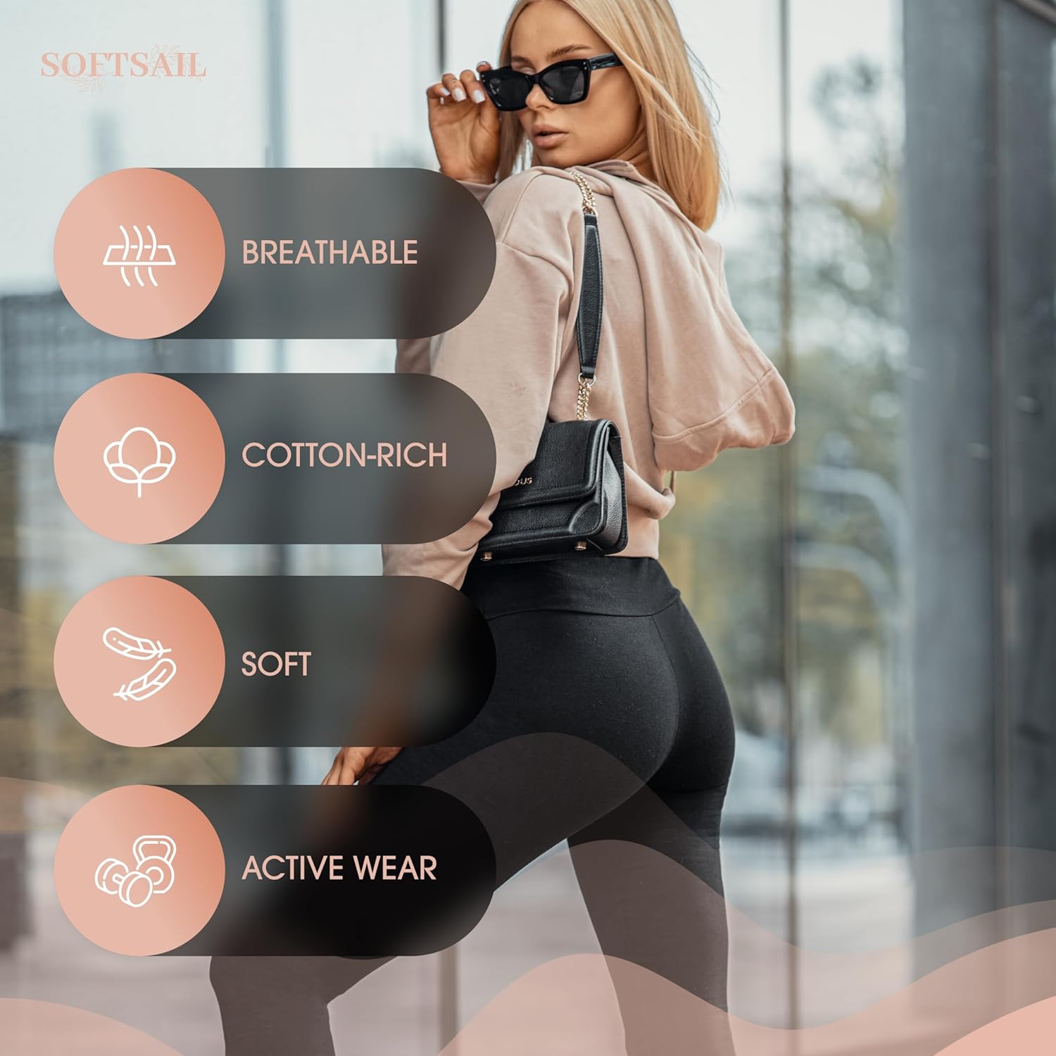 SOFTSAIL - Leggings de algodón para Mujer Cintura Alta Control del Vientre Deportes Gimnasio Fitness Pantalones elásticos para Mujer Color sólido Tallas Grandes LWP