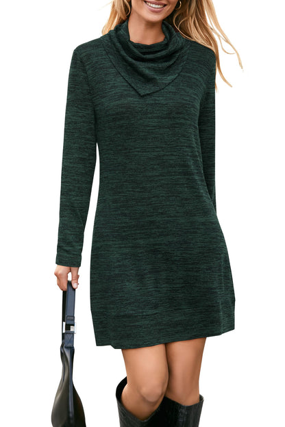 STYLEWORD Vestido de Punto para Mujer Vestido Tipo Jersey de Manga Larga Vestido cálido de Invierno Vestido Tipo túnica para otoño e Invierno