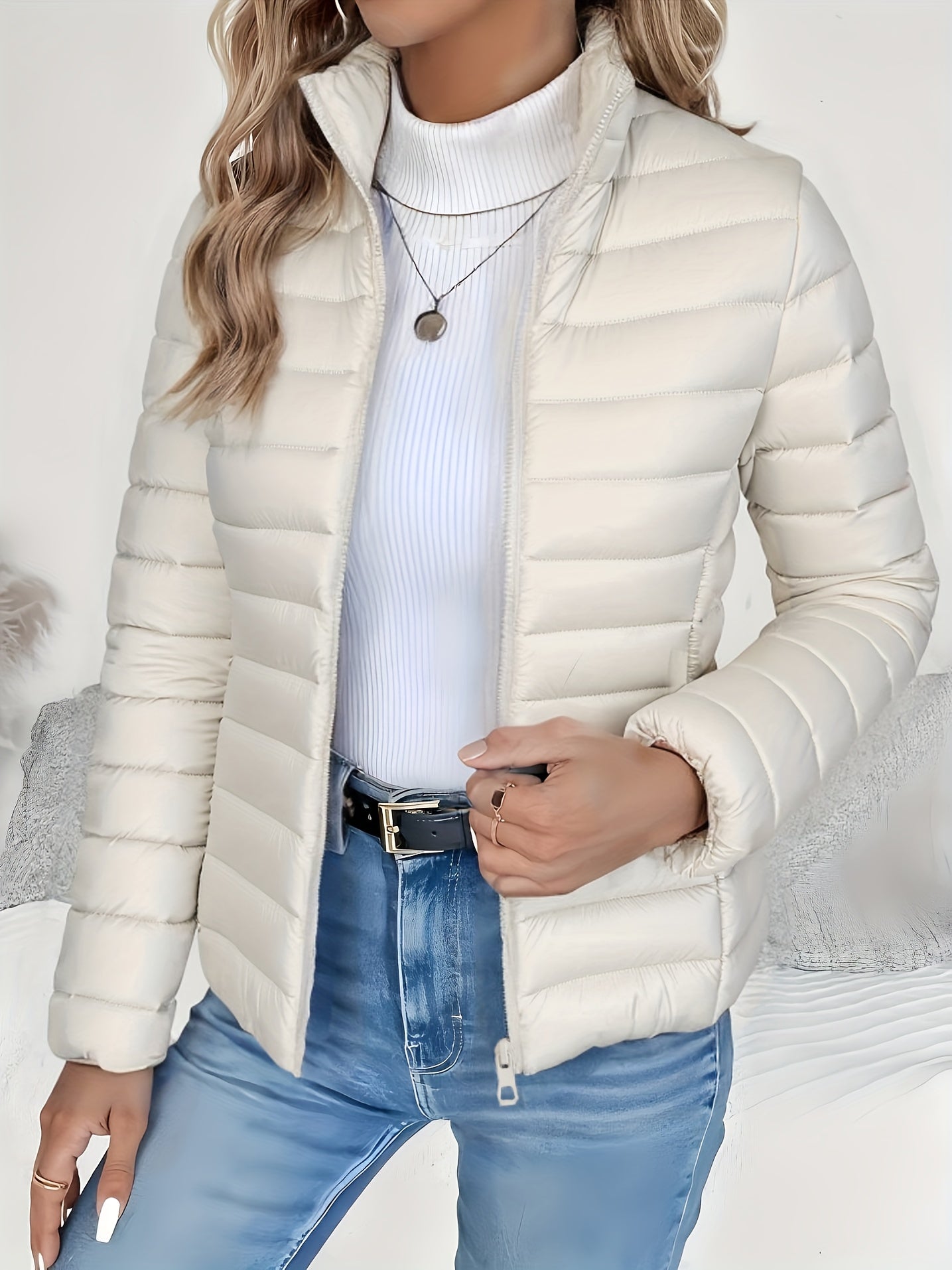 Abrigo de invierno ligero para mujer - Chaqueta larga