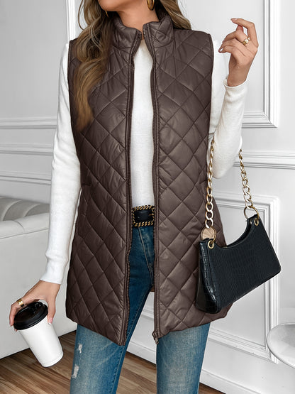 Chaleco acolchado con cremallera y cuello alto