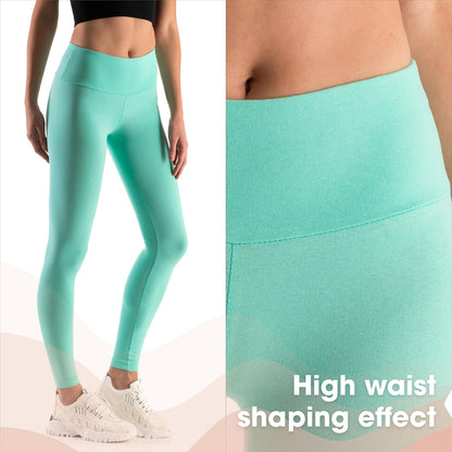 SOFTSAIL - Leggings de algodón para Mujer Cintura Alta Control del Vientre Deportes Gimnasio Fitness Pantalones elásticos para Mujer Color sólido Tallas Grandes LWP