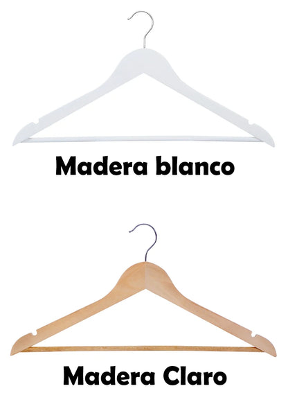 Perchas de Madera para Ropa – Madera y Blanco, Hombros con Muescas, Antideslizantes