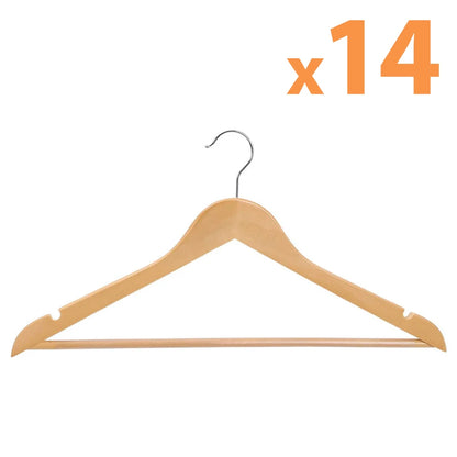 Perchas de Madera para Ropa – Madera y Blanco, Hombros con Muescas, Antideslizantes