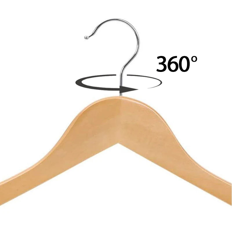 Perchas de Madera para Ropa – Madera y Blanco, Hombros con Muescas, Antideslizantes