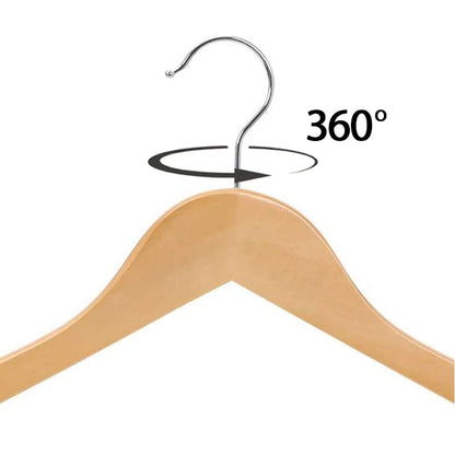 Perchas de Madera para Ropa – Madera y Blanco, Hombros con Muescas, Antideslizantes