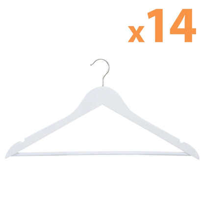 Perchas de Madera para Ropa – Madera y Blanco, Hombros con Muescas, Antideslizantes