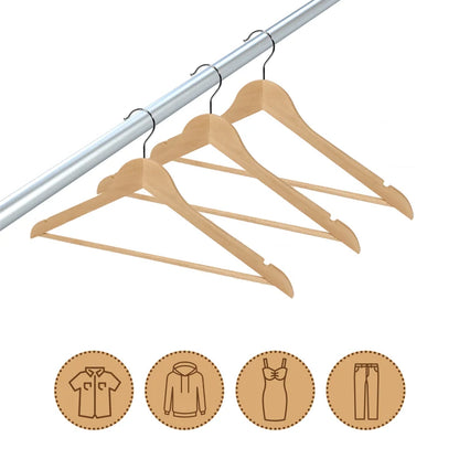 Perchas de Madera para Ropa – Madera y Blanco, Hombros con Muescas, Antideslizantes