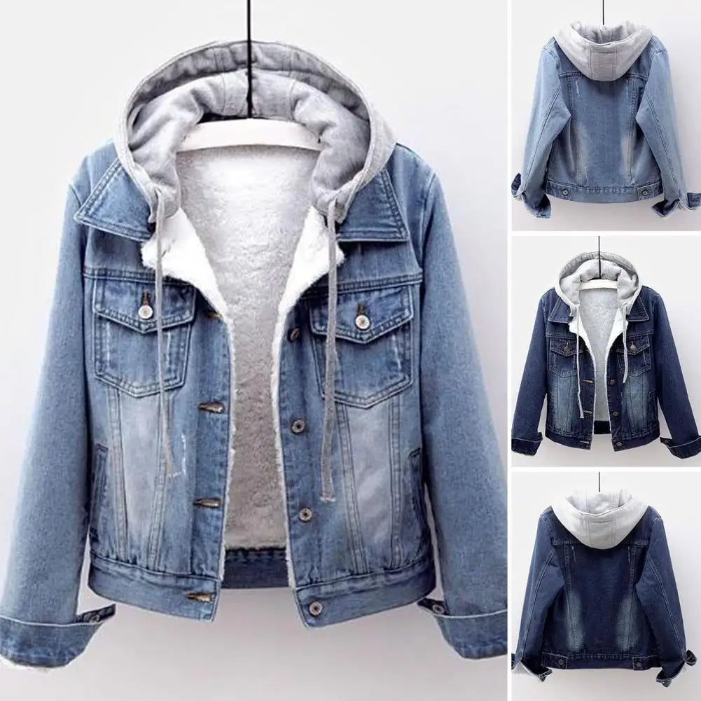 Chaqueta de invierno para mujer estilo chic — abrigo de denim suave y grueso, térmico y disponible en tallas grandes. ❄️🧥