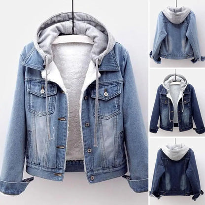 Chaqueta de invierno para mujer estilo chic — abrigo de denim suave y grueso, térmico y disponible en tallas grandes. ❄️🧥