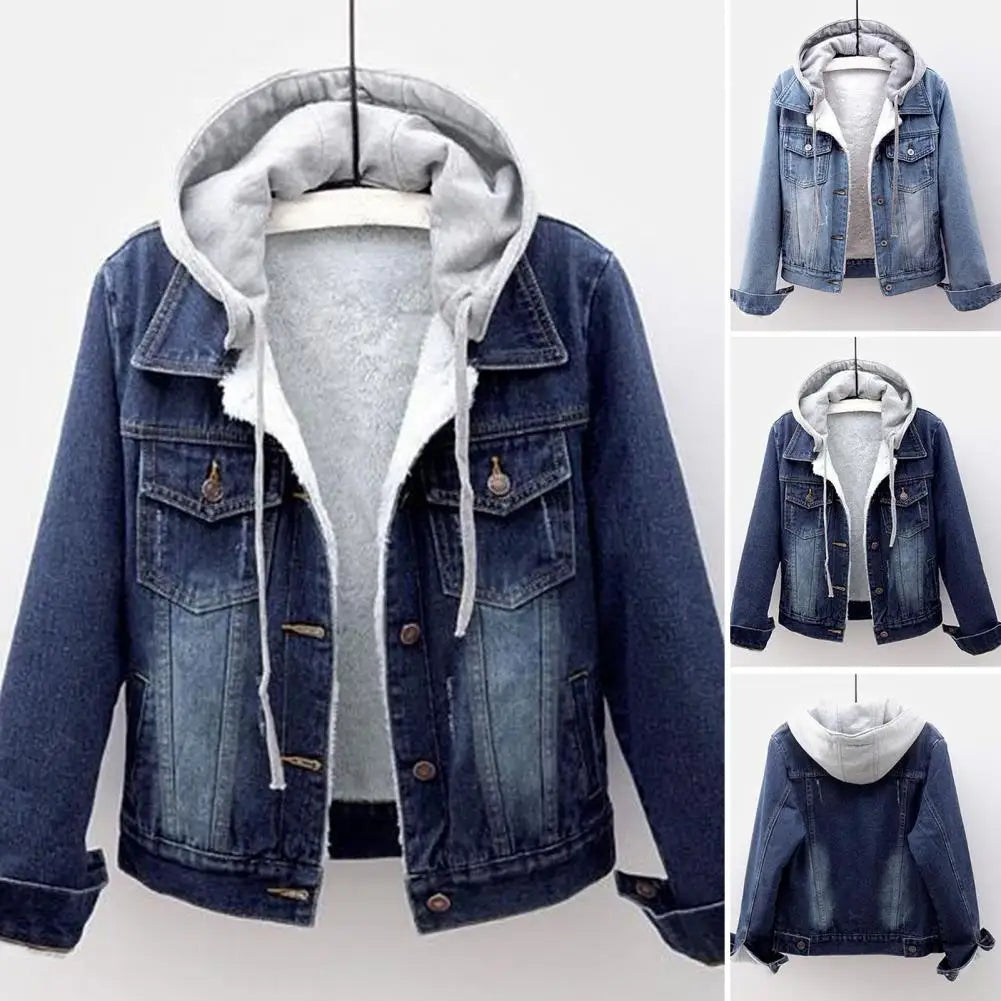 Chaqueta de invierno para mujer estilo chic — abrigo de denim suave y grueso, térmico y disponible en tallas grandes. ❄️🧥