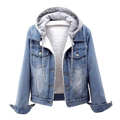 Chaqueta de invierno para mujer estilo chic — abrigo de denim suave y grueso, térmico y disponible en tallas grandes. ❄️🧥