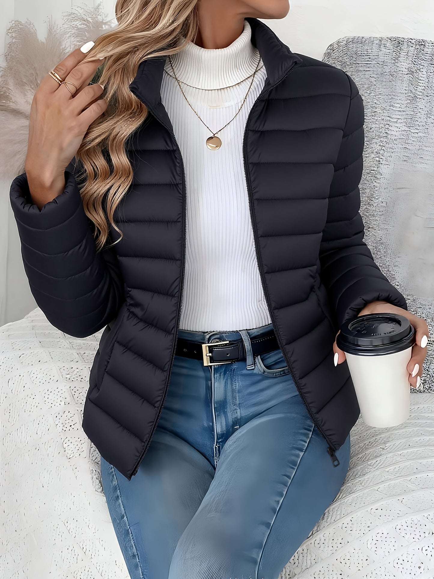 Abrigo de invierno ligero para mujer - Chaqueta larga
